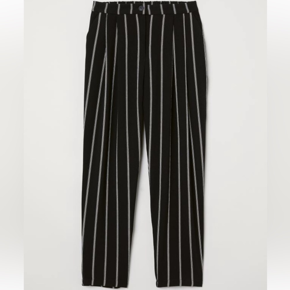 H&M Wide Leg Pants Size 6 Black White Stripe